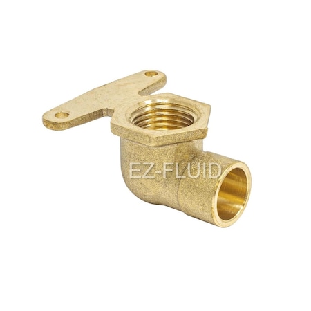 Ez-Fluid 3/4in C x 3/4inFIP High Ear Elbow 90 Copper Brass EZHEF9034
